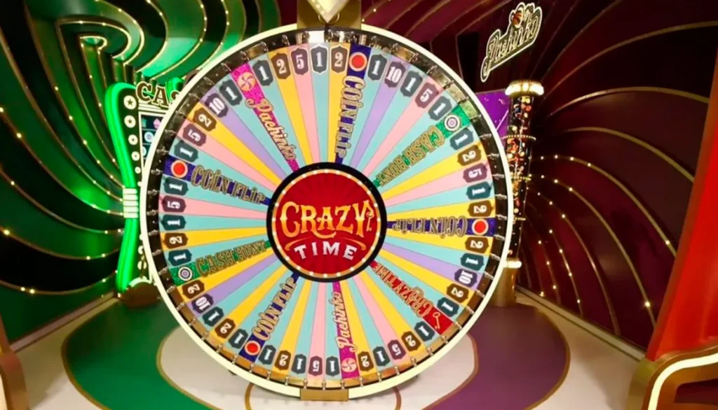 Crazy Time Wheel Full Crazy Time wheel showing all 54 numbered and bonus segments