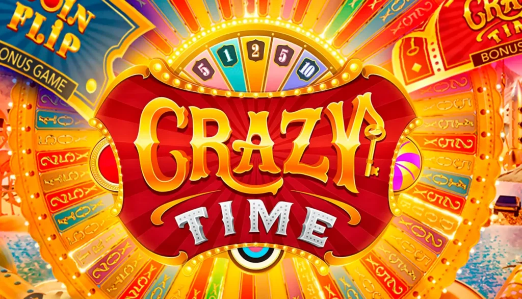 Crazy Time Bonus Round Crazy Time bonus round wheel with red, blue and green flappers